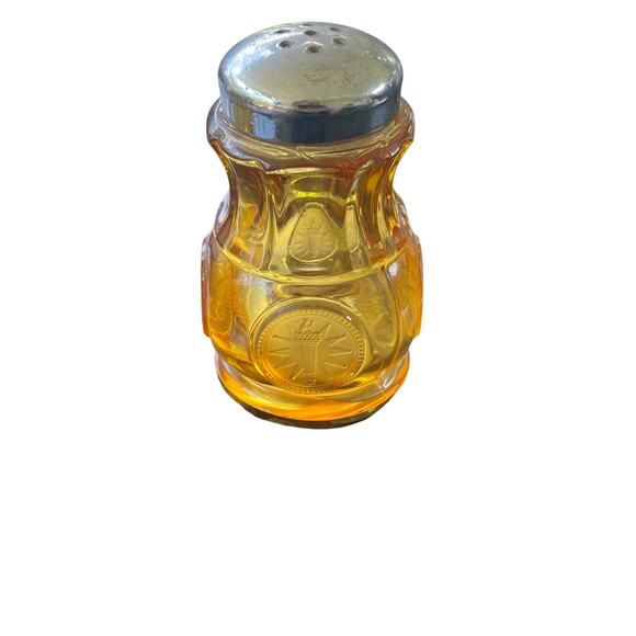 1970’s Fostoria Amber Coin Pattern Salt and Pepper Shaker Set - Picture 3 of 3